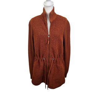 All Worthy Hunter McGrady Mixed Media Sherpa Jacket Size XXS Terra Cotta Sweater